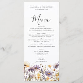 Paarse Wildflower Bloemen Bruiloft Flat Menu