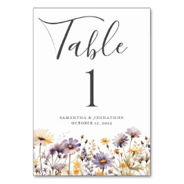 Paarse Wildflower Bloemen Bruiloft Tafel Kaart