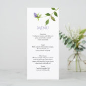 Paarse Wildflower Bloesems Groene Bladeren Menu Ka (Staand voorkant)