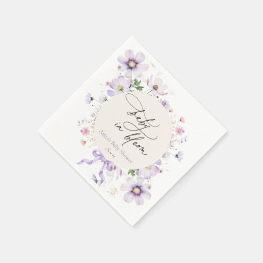 Paarse Wildflower Bloom Baby shower servetten (Hoek)