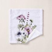 Paarse Wildflower Boeket Waterverf Bloemen Bad Handdoek (Wasdoekje)