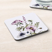 Paarse Wildflower Boeket Waterverf Bloemen Bier Onderzetter (Linkerzijde)