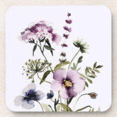 Paarse Wildflower Boeket Waterverf Bloemen Bier Onderzetter (Voorkant)