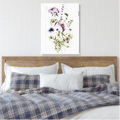 Paarse Wildflower Boeket Waterverf Bloemen Canvas Afdruk (Insitu (Slaapkamer))