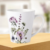 Paarse Wildflower Boeket Waterverf Bloemen Latte Mok