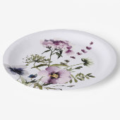 Paarse Wildflower Boeket Waterverf Bloemen Papieren Bordje (Gekanteld)