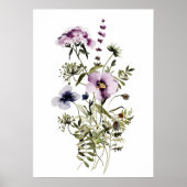 Paarse Wildflower Boeket Waterverf Bloemen Poster (Voorkant)