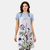 Paarse Wildflower Boeket Waterverf Bloemen Schort (Gedragen)