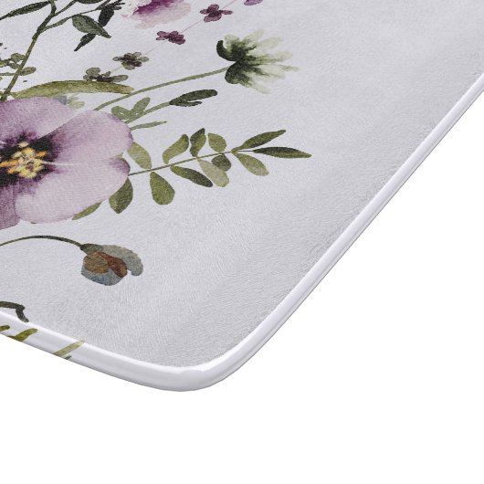 Paarse Wildflower Boeket Waterverf Bloemen Snijplank (Hoek)