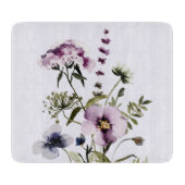 Paarse Wildflower Boeket Waterverf Bloemen Snijplank (Voorkant)