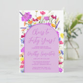 Paarse Wildflower Boho 40e verjaardag Deel Kaart (Staand voorkant)