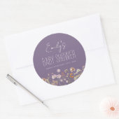 Paarse Wildflower Boho Baby shower in bloei Ronde Sticker (Envelop)