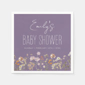 Paarse Wildflower Boho Baby shower in bloei Servet (Voorkant)