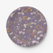 Paarse Wildflower Boho bruiloft in Bloom Garden Papieren Bordje (Voorkant)