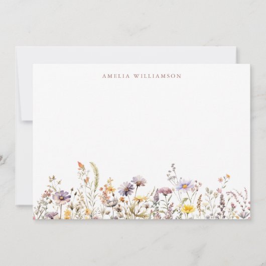 Paarse Wildflower Border Vrijgezellenfeest Aangepa Bedankkaart (Voorkant)