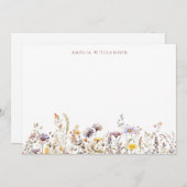 Paarse Wildflower Border Vrijgezellenfeest Aangepa Bedankkaart (Voorkant / Achterkant)
