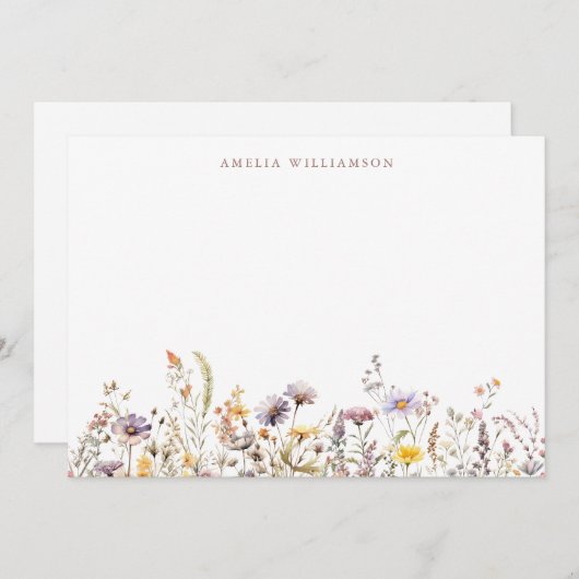 Paarse Wildflower Border Vrijgezellenfeest Aangepa Bedankkaart (Voorkant / Achterkant)