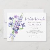 Paarse Wildflower Bouquet Bridal Brunch Uitnodigin Kaart (Voorkant)
