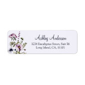 Paarse Wildflower Bouquet retouradres label (Voorkant)