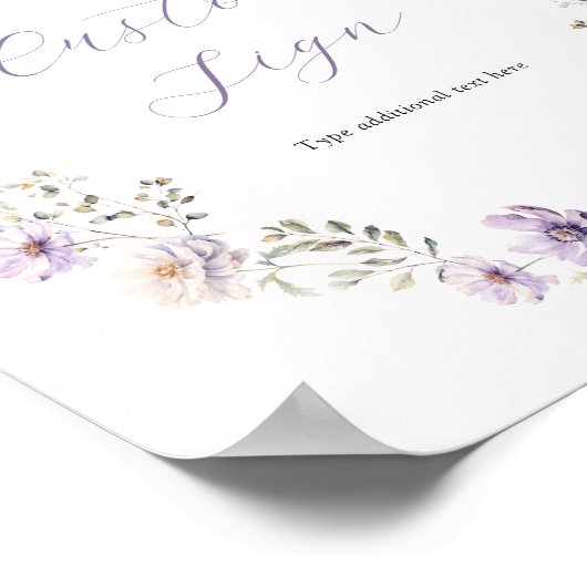 Paarse Wildflower Bow aangepaste tekst teken Poster (Hoek)