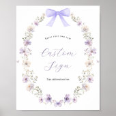 Paarse Wildflower Bow aangepaste tekst teken Poster (Voorkant)