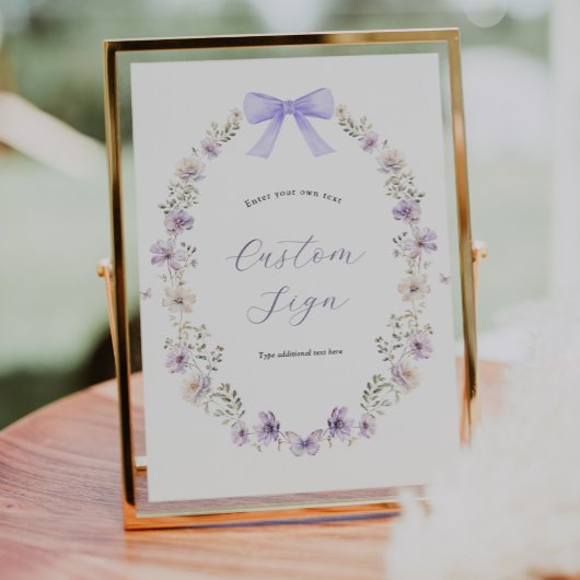 Paarse Wildflower Bow aangepaste tekst teken Poster