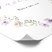 Paarse Wildflower Bow Favors Sign Poster (Hoek)