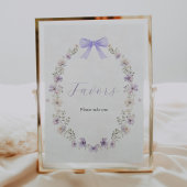 Paarse Wildflower Bow Favors Sign Poster