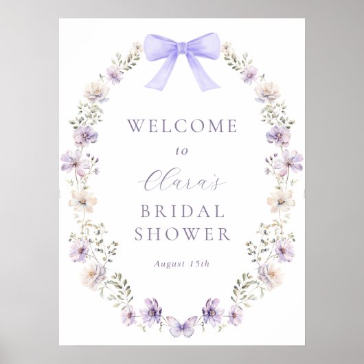 Paarse Wildflower Bow Vrijgezellenfeest Welkomstbo Poster (Voorkant)