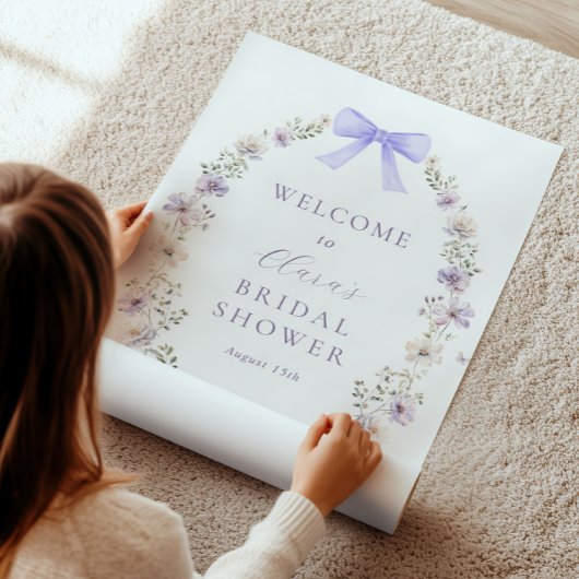 Paarse Wildflower Bow Vrijgezellenfeest Welkomstbo Poster