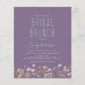 Paarse Wildflower Bridal Brunch Douche Uitnodiging Flyer (Voorkant)