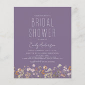 Paarse Wildflower Bruidsdouche Uitnodiging Flyer (Voorkant)