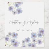 Paarse Wildflower bruiloft Wijn Etiket (Enkel label)