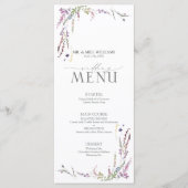 Paarse Wildflower Calligraphy Wedding Menu (Voorkant)