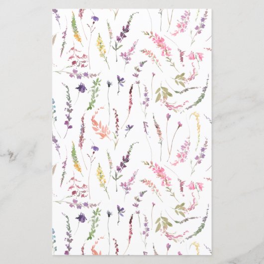 Paarse Wildflower Calligraphy Wedding Menu (Achterkant)