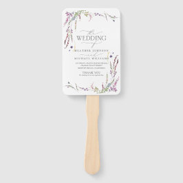 Paarse Wildflower Calligraphy Wedding Programme Handwaaier