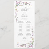 Paarse Wildflower Calligraphy Wedding Programme Programmakaart (Achterkant)