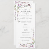 Paarse Wildflower Calligraphy Wedding Programme Programmakaart (Voorkant / Achterkant)