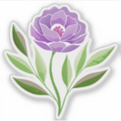 Paarse Wildflower Custom-Cut Vinyl Sticker (Voorkant)