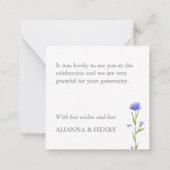 Paarse Wildflower dank u gouden script Notitiekaartje (Achterkant)