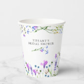 Paarse Wildflower Delicate Bloemen Vrijgezellenfee Papieren Bekers (Voorkant)