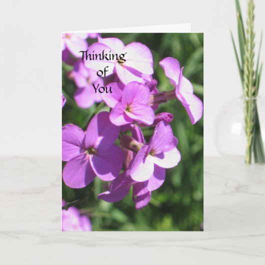 Paarse Wildflower Denken aan jou Kaart (Voorkant)