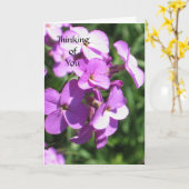 Paarse Wildflower Denken aan jou Kaart (Gele Bloem)