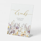 Paarse Wildflower Douche Drinken Teken Reclamebord Met Voetstuk (Voorkant)