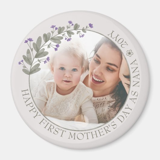 Paarse Wildflower eerste Moederdag foto Magneet (Voorkant)