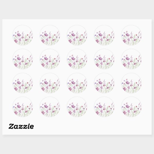 Paarse Wildflower envelop stickers (Vel)