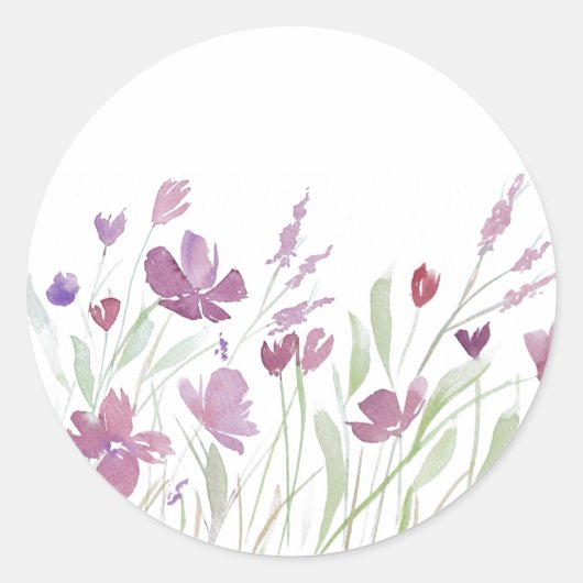 Paarse Wildflower envelop stickers (Voorkant)