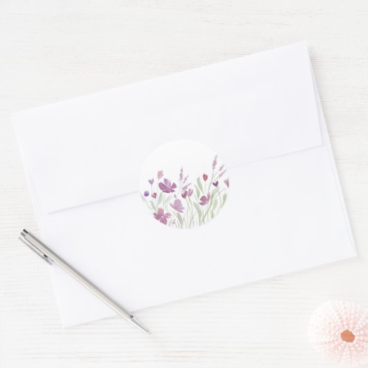 Paarse Wildflower envelop stickers (Envelop)