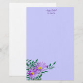 Paarse Wildflower Fotohoek Personeel rand Briefpapier (Voorkant / Achterkant)