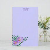 Paarse Wildflower Fotohoek Personeel rand Briefpapier (Staand voorkant)